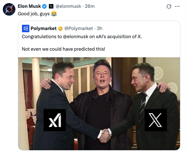 Elon Musk announces: xAI acquires social platform X for $33